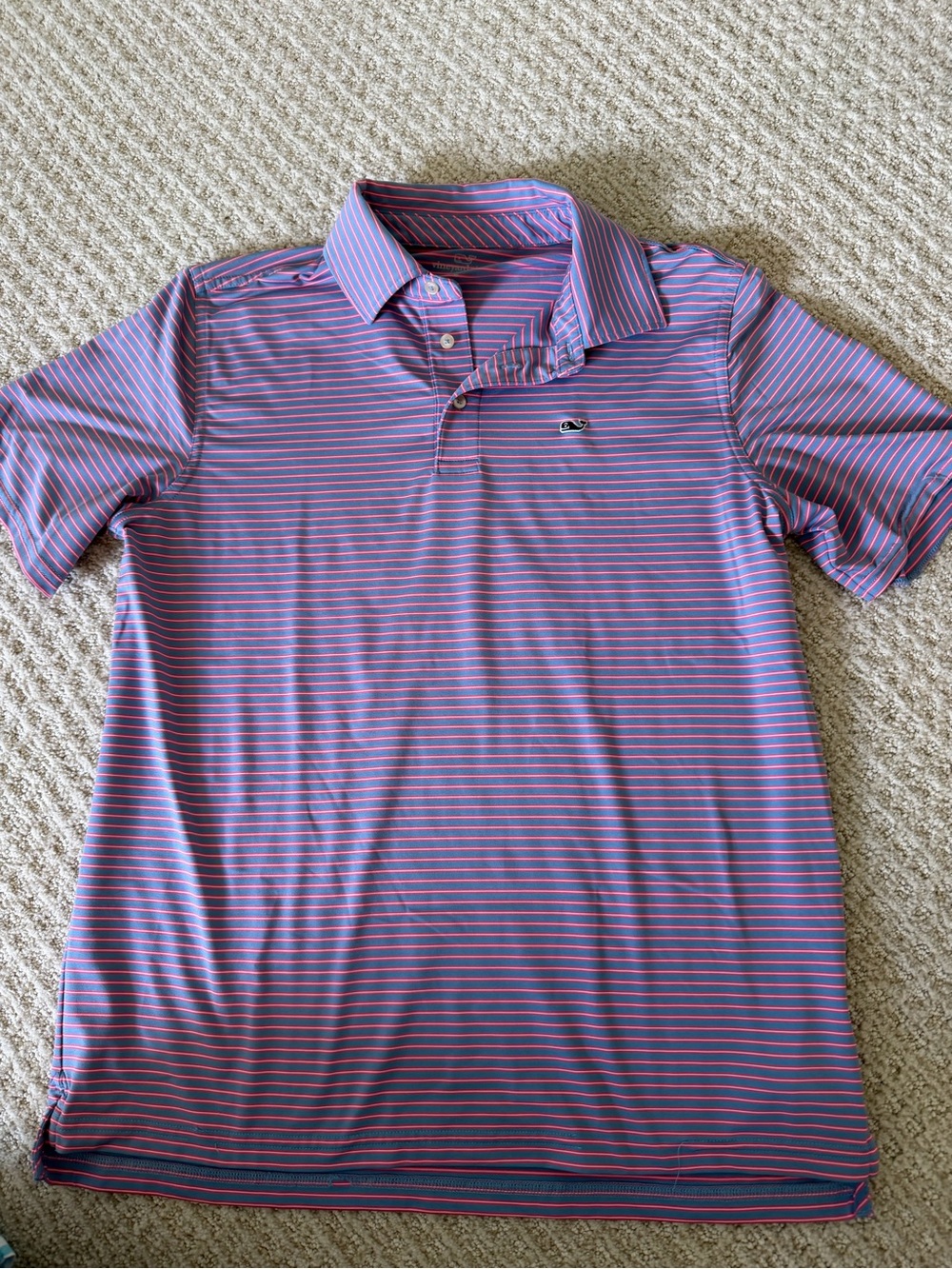 Vineyard Vines Purple and Pink Striped Performance Polo